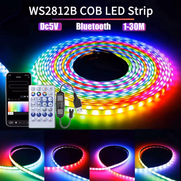 Ws2812B Rgbic Led Strip Light 5V Usb Wall Room Rgb String Tape Remote App Bluetooth Control 1-30M Adressable Ribbon Lamp Diode