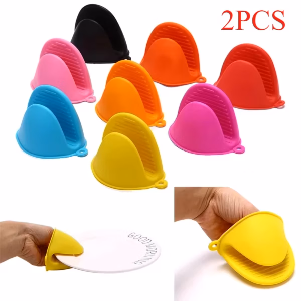 2pcs Thicken Baking silicone oven mitts Microwave Oven Glove Heat Insulation Anti-slip Bowl Pot Clips kitchen gloves