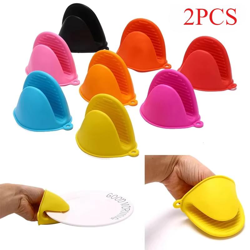 S2194dbbd57594c17a8368cf7e4e4eb30A 2pcs Thicken Baking silicone oven mitts Microwave Oven Glove Heat Insulation Anti-slip Bowl Pot Clips kitchen gloves - Image 1