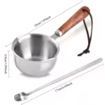 10oz Stainless Steel Pot with Wooden Handle - Dishwasher Safe for Cooking, Candle Wax Melting & DIY Crafts - Image 6
