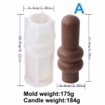 3D Tall Geometry Cylindrical Pillar Candle Molds Ribbed Aesthetic Twist Silicone Mould Abstract Decora Mold Gifts Craft Home De - Image 4