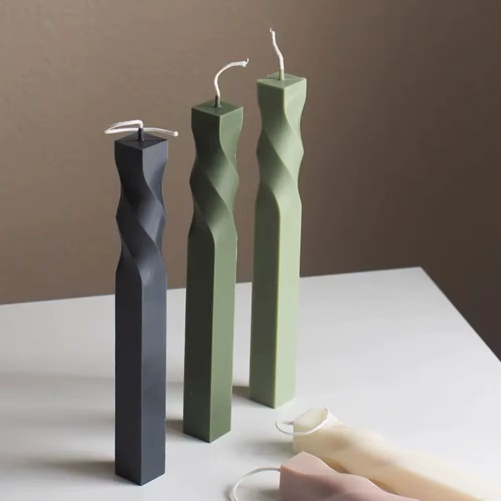 S3024c3b905724e2bbee8c1ef568e9b75w Twist Pillar Acrylic Candle Mould Geometry Spiral Taper Column Plastic Mold DIY Scented Candle Stick Holder Wedding Party Decor - Image 1