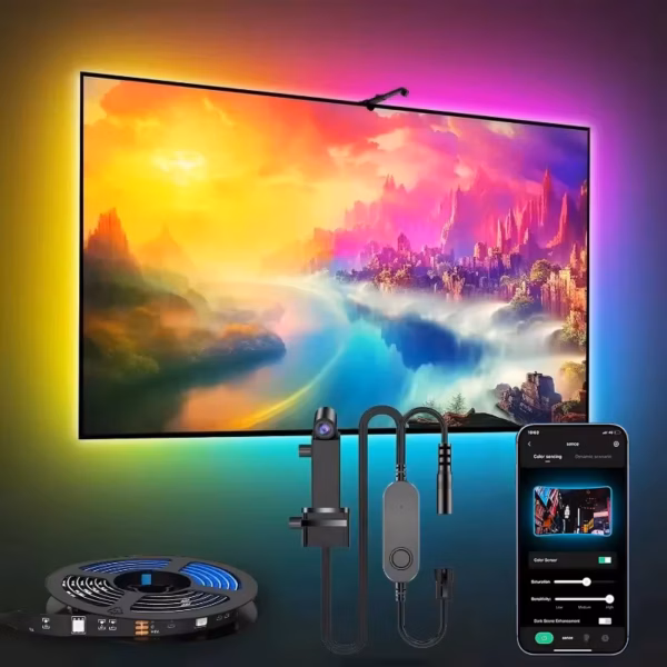 PC/TV Led Backlight RGBIC LED Strip Light with Color Picking Sensor App Control Music Sync Smart RGB Light for Gaming Atmosphere
