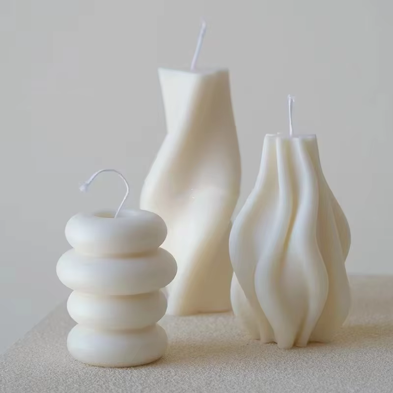 S60e1848d7378465a9baf7f755c769551M DIY Wave Striped Column Candle Mold Geometric Irregular Wavy Rotating Pillar Candle Silicone Mold Forms for Candle Making - Image 1