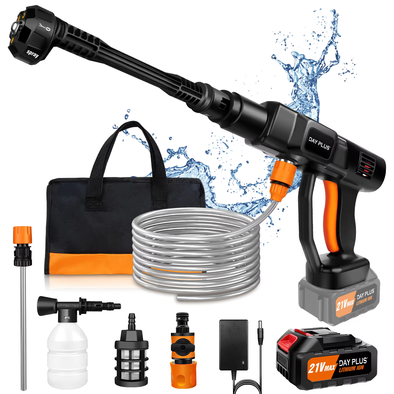 S6eaa6d7948a646be8b55ef36d1715a52m Cordless Pressure Washer, Portable Power Washer with 4.0Ah Battery 6-in-1 Nozzle, Handheld Brushless High-Pressure Car Washer - Image 1