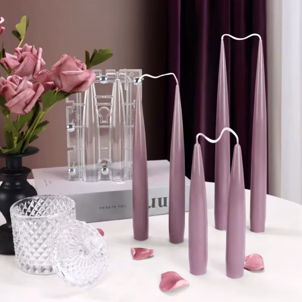 Double Pointed Column Candle Acrylic Mould Connect Cylinder Candle Holder Plastic Moldwedding Decor Home Candlestick Making Tool