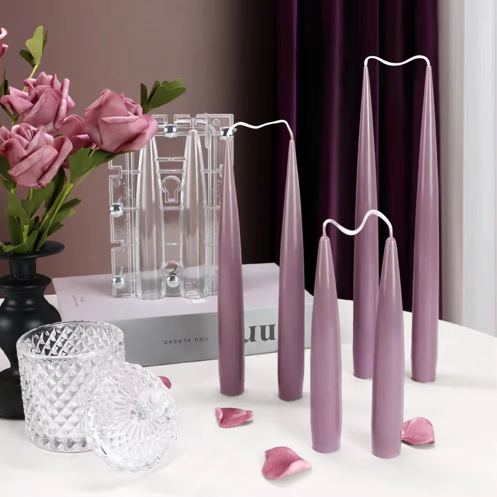 S76b761cab42a43f3beae23b058481890w Double Pointed Column Candle Acrylic Mould Connect Cylinder Candle Holder Plastic Moldwedding Decor Home Candlestick Making Tool - Image 1