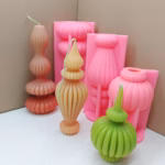 DIY Lace vase shape candle silicone mold Roman Cylindrical Mould Irregular Pillar Candle Mold Geometric Striped Soy Wax Mold - Image 5