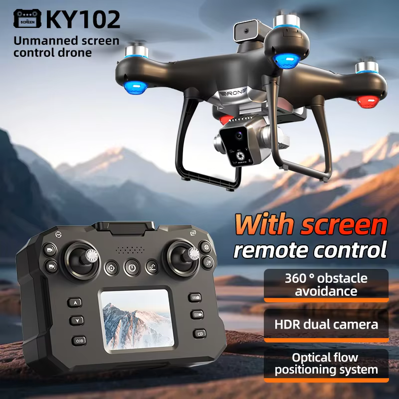 S8b41fca58ce0467fb4d5d168eb440a86h KY102 MAX Drone HD Dual Camera Screen Controlled Brushless Obstacle Avoidance Professional RC Quadcopter Dron Toy 10000M - Image 1