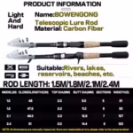 Telescopic Lure Rod 1.5M 1.8M 2.1M 2.4M Carbon Spinning Rod Baitcasting Fishing Pole 8g-25g Wooden Handle Casting Fishing Tackle - Image 3