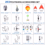 263pcs Outdoor Fishing Accessories Set With Tackle Box Including Plier Jig Hooks Sinker Weight Swivels Snaps Sinker Slides Kit - Image 4