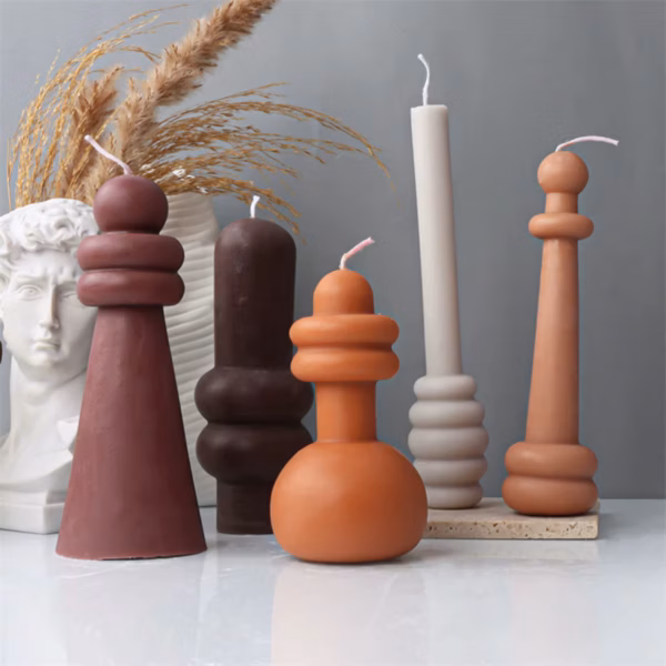 3D Tall Geometry Cylindrical Pillar Candle Molds Ribbed Aesthetic Twist Silicone Mould Abstract Decora Mold Gifts Craft Home De
