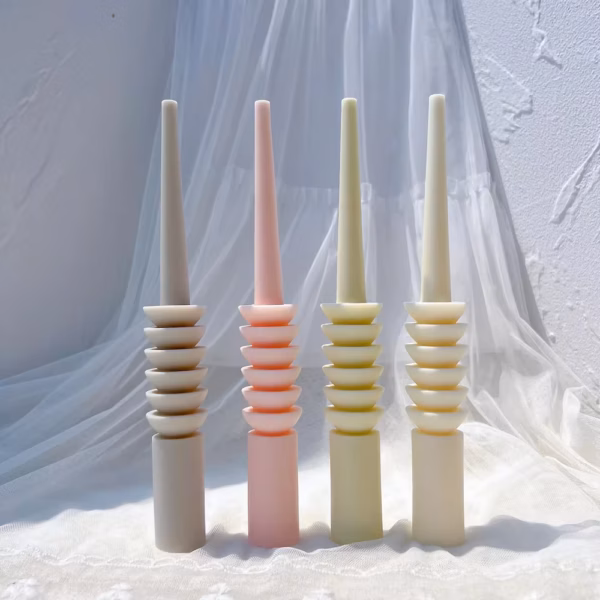 24CM Tall Taper Candle Mold Pillar Swirl Spiral Dinner Candle Silicone Molds Roman Column Cylindrical Twirl Soy Wax Mould