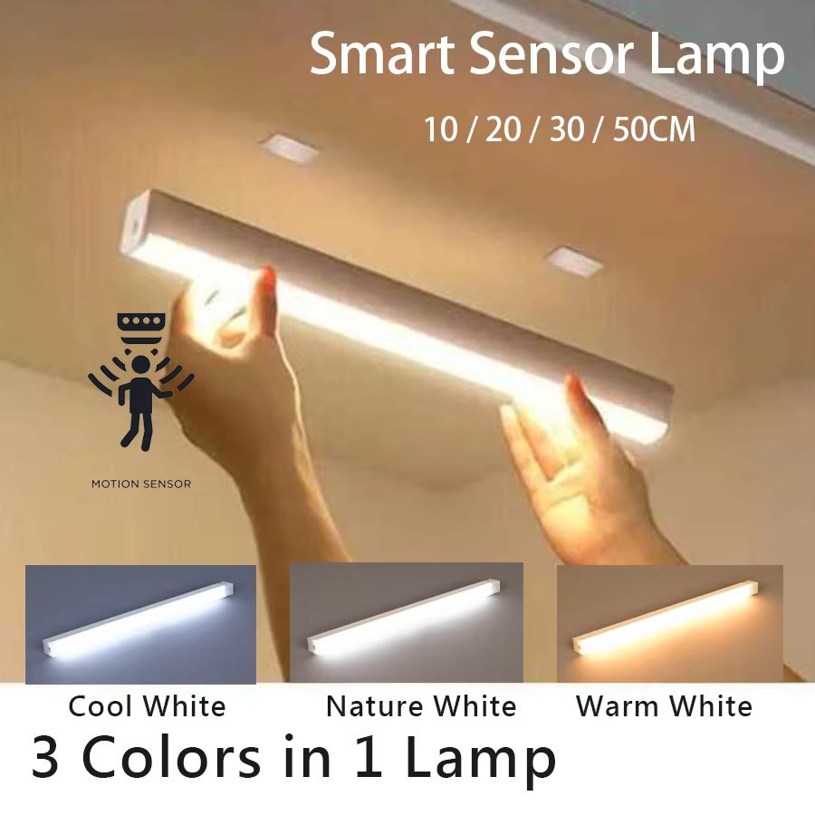 Sc47d81ef296d42f9845732020daae3440 Wireless USB Rechargeable Motion Sensor LED Bar Light Induction Night Light Portable Cordless Magnetic Cabinet Lamp for Kitchen - Image 1