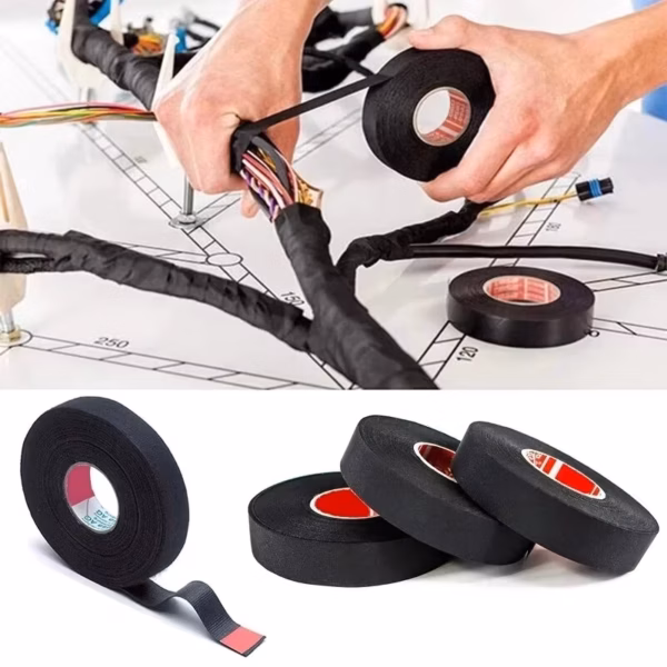 15 Meter Heat-resistant Flame Retardant Tape Coroplast Adhesive Cloth Tape For Car Cable Harness Wiring Loom Protection