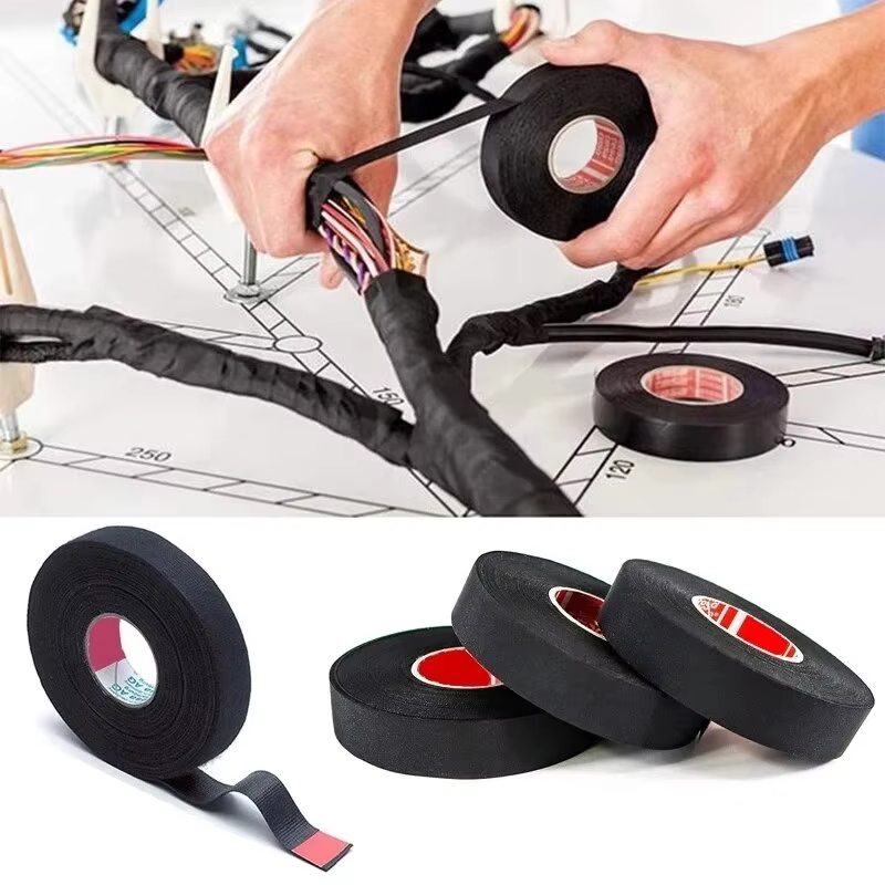 Sfa5dd1fc2ac04e968c3b7a2746766d89l 15 Meter Heat-resistant Flame Retardant Tape Coroplast Adhesive Cloth Tape For Car Cable Harness Wiring Loom Protection - Image 1
