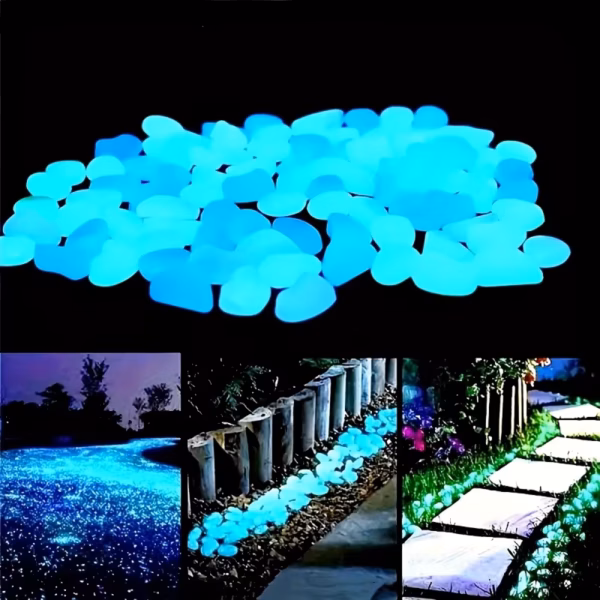 100pcs Glow In The Dark Pebbles, Resin Luminous Stones For Landscape, Garden Paths, Potted Plants, Parks, Aquarium Decor,