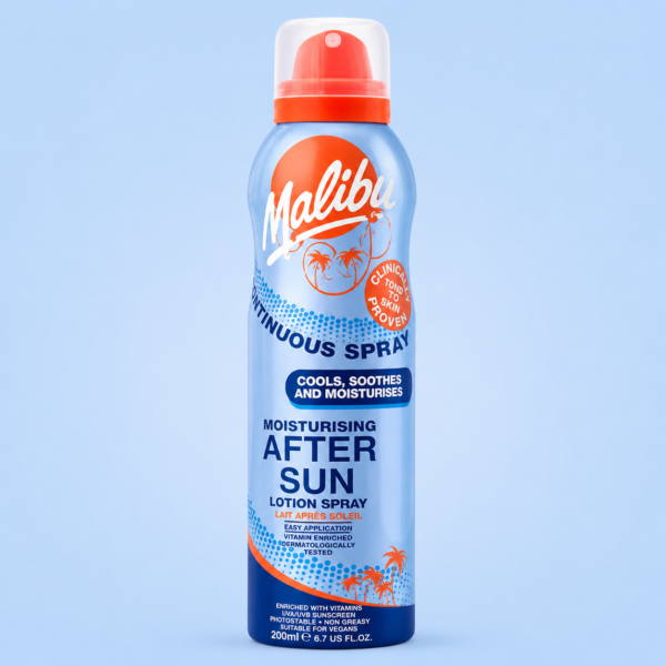 Malibu Sun After Sun Continuous Lotion Spray, Soothing Aloe Vera Moisturising After Sun Lotion, Cooling Aftersun Spray for Sun-Exposed Skin, 175ml