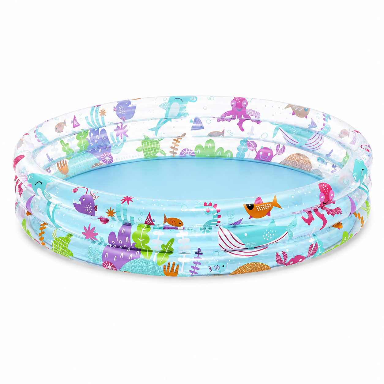 cc857ec3-eb4b-4c4f-a16e-de0137871330 Bestway Deep Dive Inflatable Kids Pool, Sea Theme, 3 Ring Paddling Pool with Underwater Graphics, Easy Inflate Kiddie Outdoor Pool - Image 1