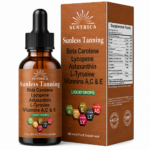 Sunless Tanning Drops Drink, Drinkable Tanning Drops Self Tan, Natural β-Carotene, Astaxanthin & Lycopene for a Bronzing Glow without Sun Damage, for All Skin Types, 60 ml (1 PC)