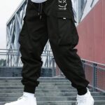 Men's Casual Print Side Pocket Cargo Pants, For Fall