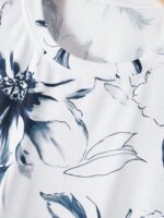 Manfinity RSRT Men's Navy Blue Floral Summer Casual Short Sleeve T-Shirt And Shorts Set,Minimalist Holiday Vacation Outfits,Round Neck Tee Co Ords Summer Clothes - Image 4