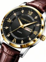 FANSICHEN New Waterproof Luminous Watch, Dual Calendar Men's Quartz Watch With Ultra-Thin Large Dial, Suitable For Daily Wear And Gift For Men - Image 7