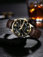 FANSICHEN New Waterproof Luminous Watch, Dual Calendar Men's Quartz Watch With Ultra-Thin Large Dial, Suitable For Daily Wear And Gift For Men - Image 2