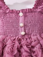 Glamorique Kids Young Girl' Solid Color Ruffled Floral Splice Elegant Sleeveless Dress, Summer Summer Holiday - Image 4