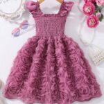Glamorique Kids Young Girl' Solid Color Ruffled Floral Splice Elegant Sleeveless Dress, Summer Summer Holiday