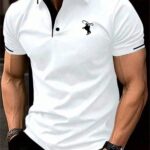 Calvornis Men's Casual Contrast Trim Short Sleeve Polo Shirt, Versatile For Summer, Formal, Ceremony