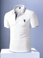 Calvornis Men's Casual Contrast Trim Short Sleeve Polo Shirt, Versatile For Summer, Formal, Ceremony - Image 3