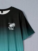 Manfinity RSRT Men's Casual Gradient Palm Tree Printed Short Sleeve T-Shirt, Summer, Holiday - Image 5