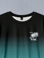 Manfinity RSRT Men's Casual Gradient Palm Tree Printed Short Sleeve T-Shirt, Summer, Holiday - Image 4