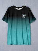 Manfinity RSRT Men's Casual Gradient Palm Tree Printed Short Sleeve T-Shirt, Summer, Holiday - Image 3