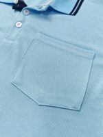 Manfinity Dauomo Men's Solid Color Polo Shirt With Contrast Trim, Fashionable Matching Summer Shorts Set - Image 4
