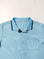 Manfinity Dauomo Men's Solid Color Polo Shirt With Contrast Trim, Fashionable Matching Summer Shorts Set - Image 3