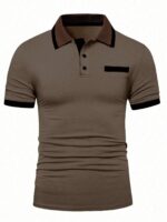 Manfinity Homme Men's Casual Minimalist Contrast Trim Short Sleeve Polo Shirt Cotton - Image 3