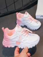 1 Pair Summer 2025 New Kids Sports Mesh Shoes, Breathable White Athletic Sneakers For Big Girls - Image 2