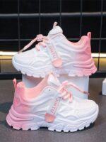 1 Pair Summer 2025 New Kids Sports Mesh Shoes, Breathable White Athletic Sneakers For Big Girls