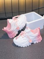 1 Pair Summer 2025 New Kids Sports Mesh Shoes, Breathable White Athletic Sneakers For Big Girls - Image 6