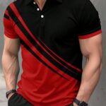 Men's Lightweight Striped Short Sleeve Casual Commuter Polo Shirt, Spring/Summer