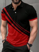 Men's Lightweight Striped Short Sleeve Casual Commuter Polo Shirt, Spring/Summer