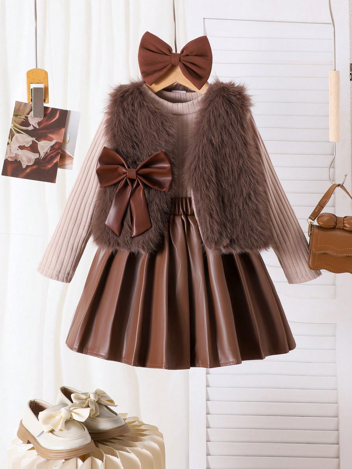 http___img.ltwebstatic.com_v4_j_spmp_2025_11_04_64_1762241416c81ea13d966e6557f56ca37e78f11ed3 3pcs Fashion Young Girls Knitted Sweater Vest Jacket, Long Sleeve Top And Faux Leather Skirt Set, Spring/Autumn - Image 1