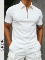 GRDR Men's Summer Polo Collar Half Zip Short Sleeve T-Shirt, Suitable For Outdoor, Vacation And Casual Wear - Image 4