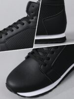 2025 New Men's Outdoor Ankle Boots, PU Leather Upper, Casual Comfortable, Sports Solid Color Fashion Boots, Autumn/Winter, All Season Boots, Anti-Slip, Round Toe, Retro Fashion , Lace-Up Shoes, Men's Shoes, Men's Sports Shoes, Men's High-Top Shoes - Image 6