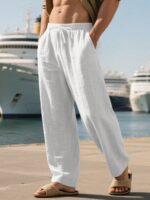 Men's Spring/Summer Thin Breathable Hip Hop Linen Casual Sports Long Pants Beach Pants