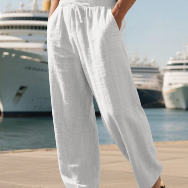 Men's Spring/Summer Thin Breathable Hip Hop Linen Casual Sports Long Pants Beach Pants