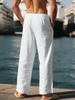Men's Spring/Summer Thin Breathable Hip Hop Linen Casual Sports Long Pants Beach Pants - Image 2