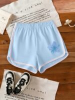 2pcs/Set Girls Cartoon Floral Print Soft Short Sleeve Top And Shorts Set, Casual Daily Wear For Summer - Image 4